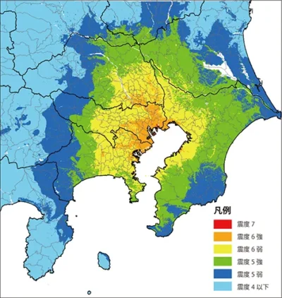 震度分布（都心南部直下地震）