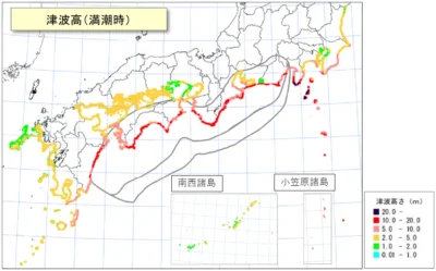 南海トラフ巨大地震の想定津波高